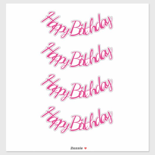 Sticker Joyeux anniversaire Hot Pink mignon Fille Party 20 (Feuille)