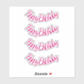 Sticker Joyeux Anniversaire Hot rose Stylish mignonne fill (Feuille)