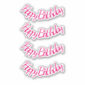 Sticker Joyeux Anniversaire Hot rose Stylish mignonne fill (Devant)