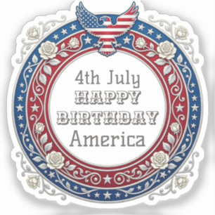 Sticker Joyeux anniversaire l'Amérique le 4 juillet Aigle