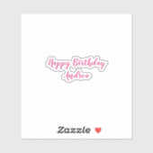 Sticker Joyeux Anniversaire Nom Cute Rose Blanc Fille Chic (Feuille)