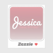 Sticker Joyeux anniversaire, Nom personnalisable | Rose ro (Feuille)