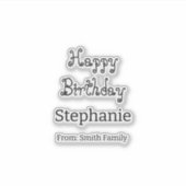 Sticker Joyeux Anniversaire Nom Typographie Moderne Simple (Devant)