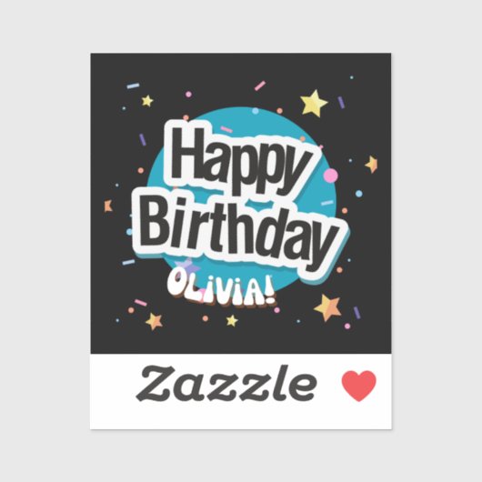 Sticker Joyeux anniversaire Olivia Blue (Feuille)