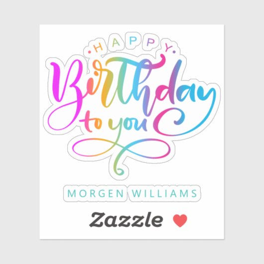 Sticker Joyeux anniversaire pour vous design de typographi (Feuille)