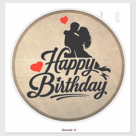 Sticker Joyeux Anniversaire Romantique (Feuille)