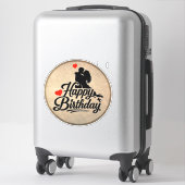 Sticker Joyeux Anniversaire Romantique (Sur valise)