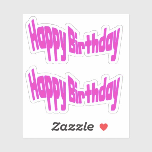 Sticker Joyeux Anniversaire Rose Clair (Feuille)