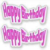 Sticker Joyeux Anniversaire Rose Clair (Devant)