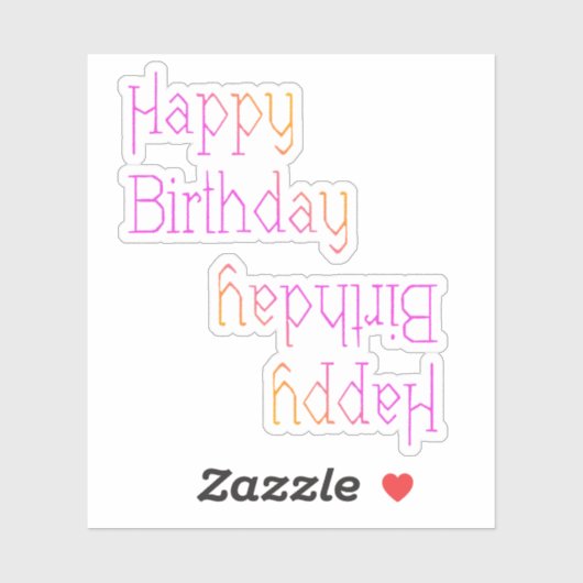 Sticker Joyeux Anniversaire Rose Clair Jaune (Feuille)