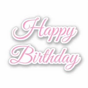 Sticker Joyeux Anniversaire rose Couleur personnalisée Cou