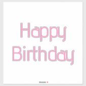 Sticker Joyeux Anniversaire rose Couleur personnalisée Sim (Feuille)