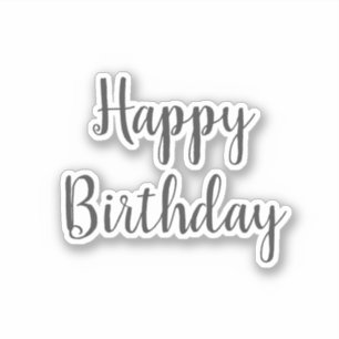 Sticker Joyeux anniversaire Simple minimaliste gris gris p