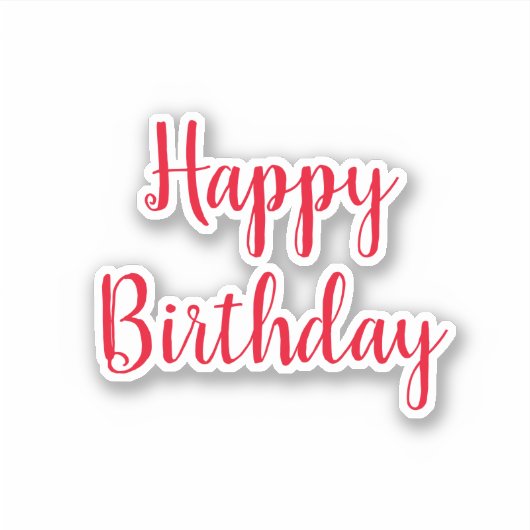 Sticker Joyeux anniversaire Simple minimaliste rouge color (Devant)