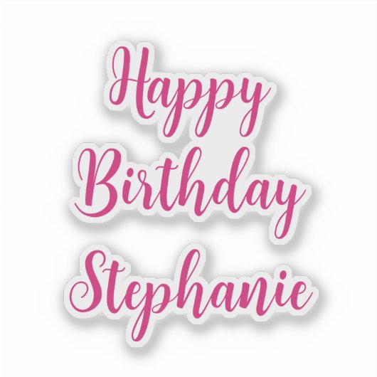 Sticker Joyeux Anniversaire Simple Personnalisé Nom Fille  (Devant)