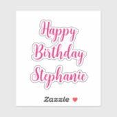 Sticker Joyeux Anniversaire Simple Personnalisé Nom Fille  (Feuille)