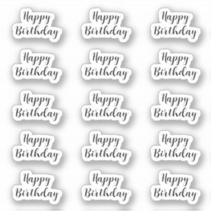 Sticker Joyeux Anniversaire Texte Personnalisé Âge Noir Bl