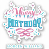 Sticker Joyeux anniversaire typographie rétro (Devant)