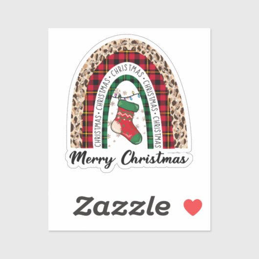 Sticker Joyeux arc-en-ciel Noël (Feuille)