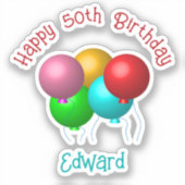 Sticker Joyeux Ballons d'anniversaire Année de texte perso (Recto)