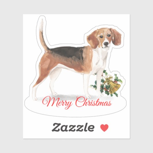 Sticker Joyeux Beagle de Noël Custom-Cut Vinyl (Feuille)