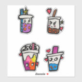 Sticker Joyeux Boba Tea Bubble Teas Bobas Kawaii (Feuille)