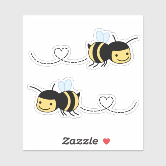 Sticker Joyeux Buzzing Abee Autour Du Coeur (Feuille)