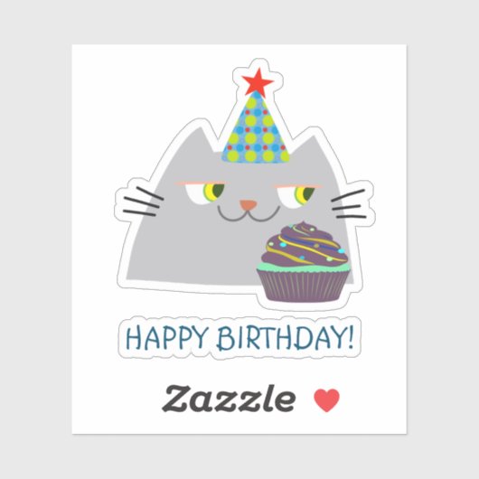 Sticker Joyeux Chat d'anniversaire (Feuille)