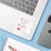 Sticker Joyeux Chat Jouer Avec Lumière LED | Noël mignon (Ordinateur portable avec iPhone)