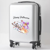Sticker Joyeux chatons d'Halloween à cheval dans une chamb (Sur valise)