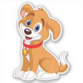 Sticker Joyeux chien de chiot mignon (Devant)