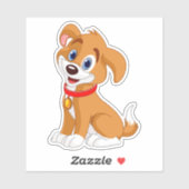 Sticker Joyeux chien de chiot mignon (Feuille)