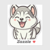 Sticker Joyeux chien roux sibérien (Feuille)