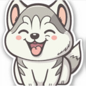 Sticker Joyeux chien roux sibérien (Devant)