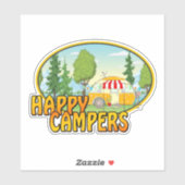 Sticker Joyeux design rétro de camping-car avec caravanes (Feuille)