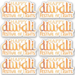 Sticker Joyeux Diwali Festival des lumières Orange Deepava