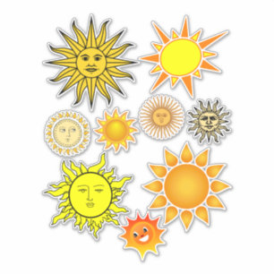 Sticker Joyeux face de soleil caricature clipart céleste