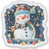 Sticker Joyeux Festif Snowman Fête Noël (Devant)