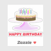 Sticker Joyeux gâteau d'anniversaire et bougies (Feuille)