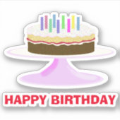 Sticker Joyeux gâteau d'anniversaire et bougies (Devant)