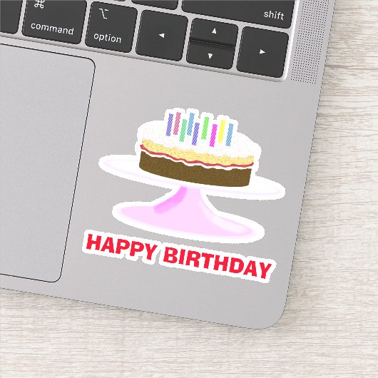 Sticker Joyeux gâteau d'anniversaire et bougies (Détail)