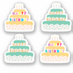 Sticker Joyeux gâteau de trois niveaux anniversaire