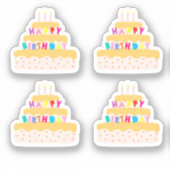 Sticker Joyeux gâteau de trois niveaux anniversaire (Recto)