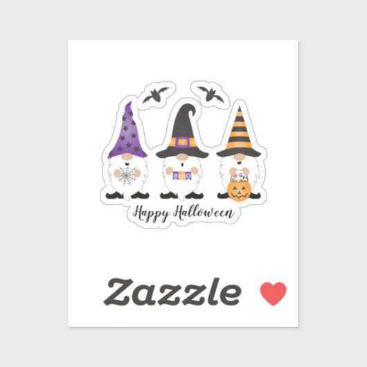 Sticker Joyeux Gnomes d'Halloween violet orange (Feuille)
