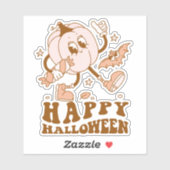 Sticker Joyeux Halloween| Citrouille de points de Polka ré (Feuille)