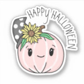 Sticker Joyeux Halloween | Citrouille rose et Pois (Devant)