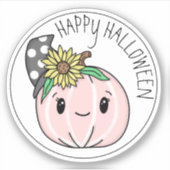 Sticker Joyeux Halloween | Citrouille rose et Pois (Devant)