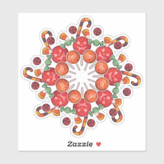 Sticker Joyeux Halloween | Collage de bonbons Trick Or Tre (Feuille)