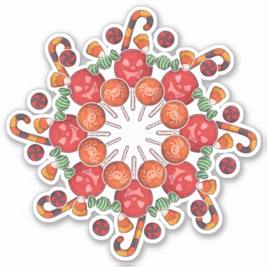 Sticker Joyeux Halloween | Collage de bonbons Trick Or Tre (Devant)