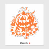 Sticker Joyeux Halloween Jack-o'-lantern Citrouille Orange (Feuille)
